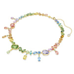 Gema necklace Mixed cuts, Dangling crystals, Multicolored, Gold-tone plated